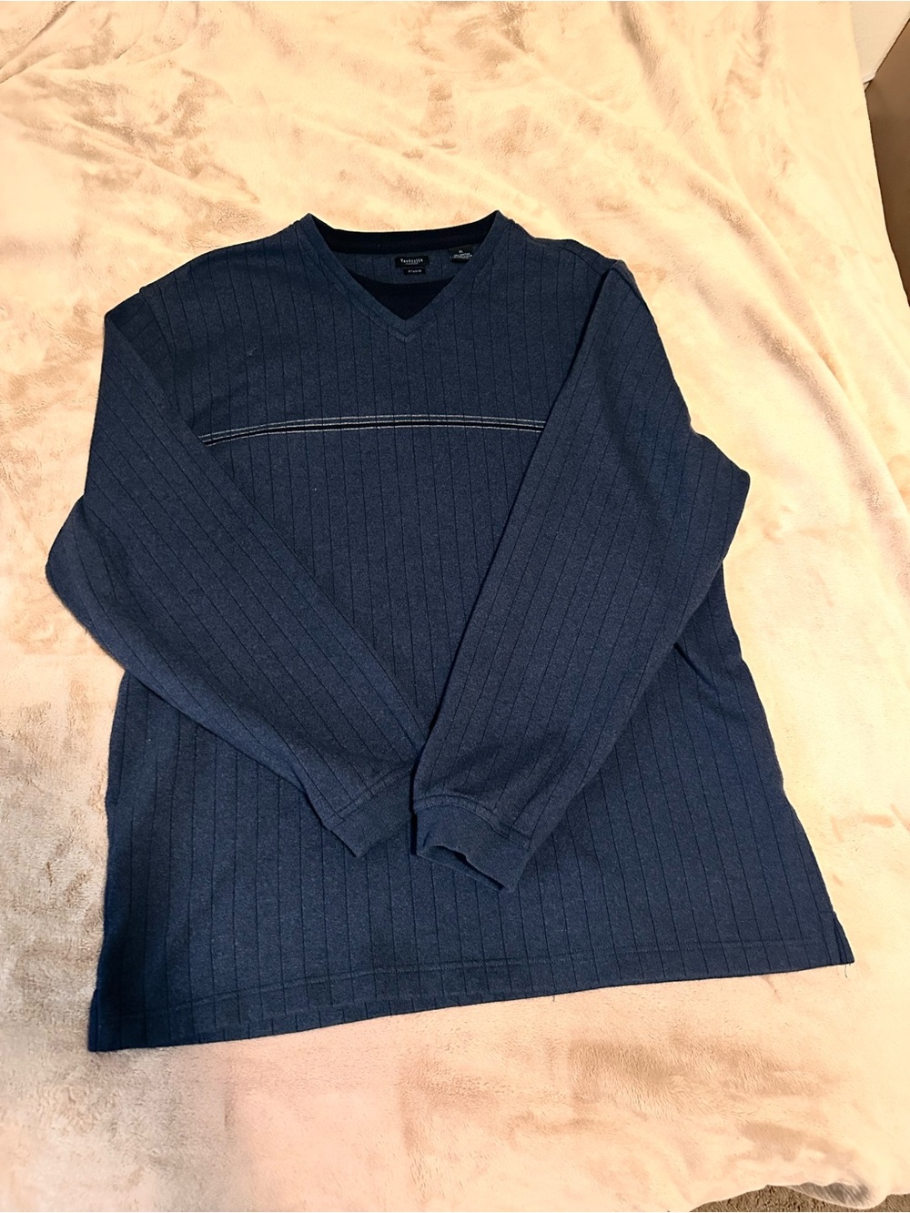 Van Heusen Cotton Sweater XL Adult Blue Pullover
